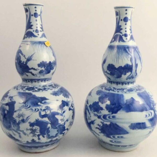 Pair of Chinese Double Gord Vases