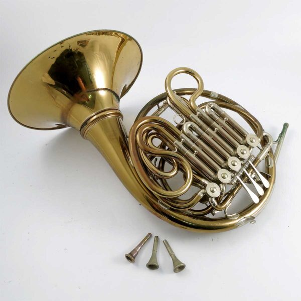 A Paxman brass French double horn, in fitted case