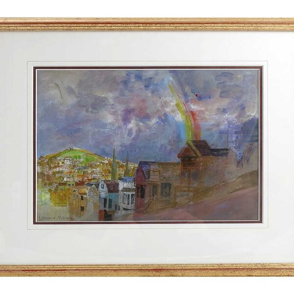 Leonard Rosoman, gouache, Rainbow over Lombard Street San Francisco, 8ins x 10.75ins (D)