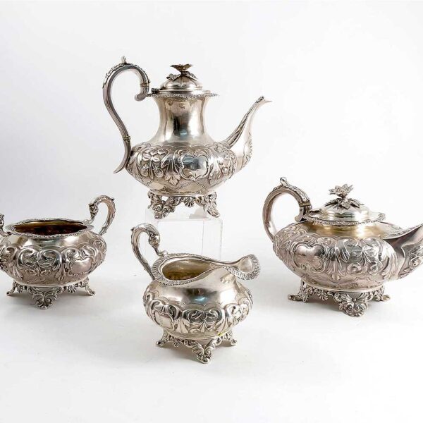 A 19th century four piece silver tea set
