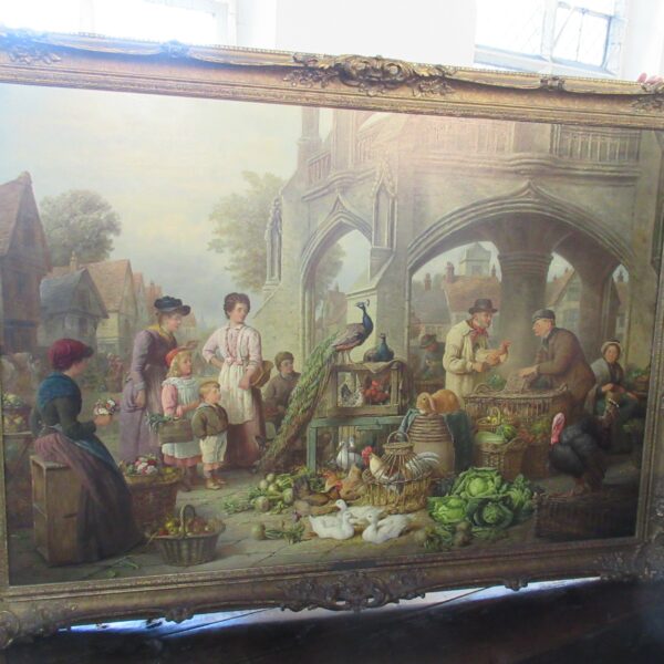 Henry C Bryant  oil on canvas Chichester Cross Market Day
