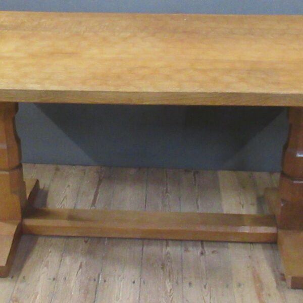 A 1970's Robert Thompson Mouseman oak refectory dining table